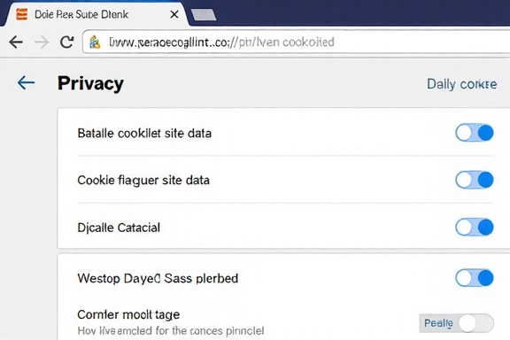 Configuración de privacidad en un navegador web